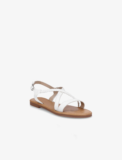 Nu-pieds en simili à bride tressée - Blanc - 2