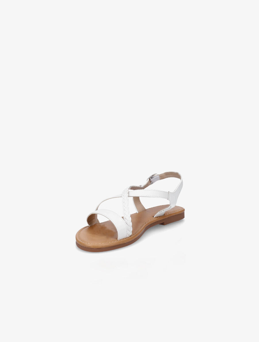 Nu-pieds en simili à bride tressée - Blanc - 3