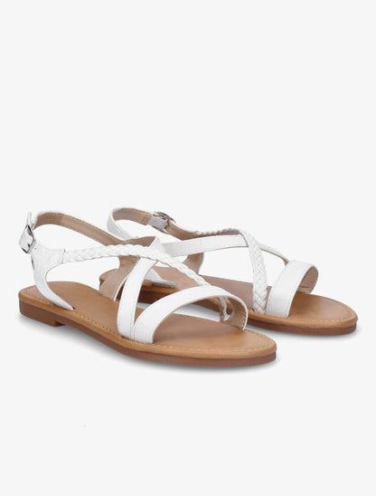 Nu-pieds en simili à bride tressée - Blanc - 4