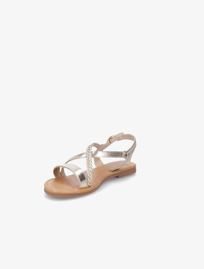 Nu-pieds en simili à bride tressée - Or - 3