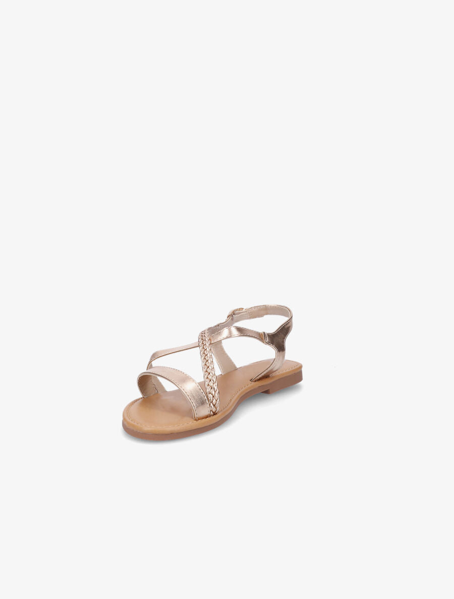 Nu-pieds en simili à bride tressée - Rose gold - 3