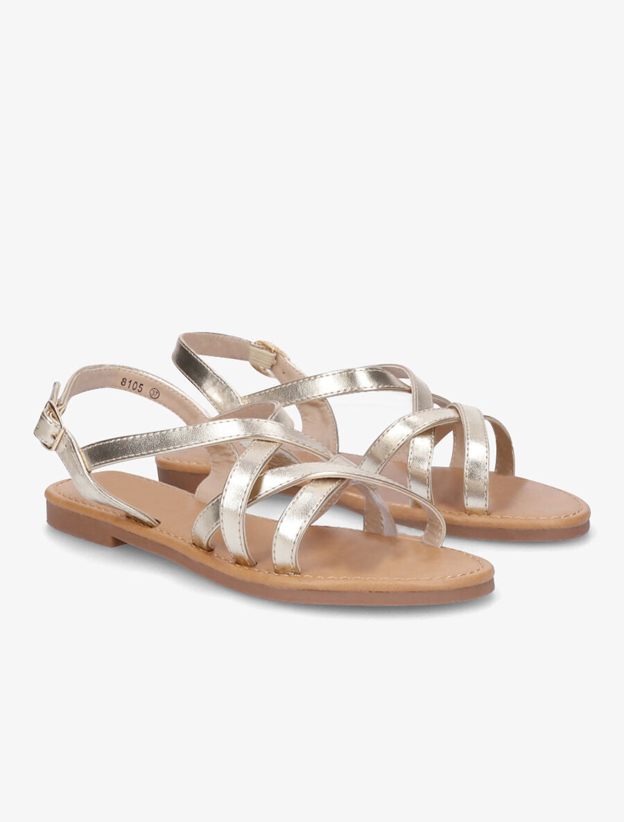 Nu-pieds brides entrelacées - Or - 4