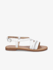 Nu-pieds en simili à bride tressée et strass - Blanc - 1