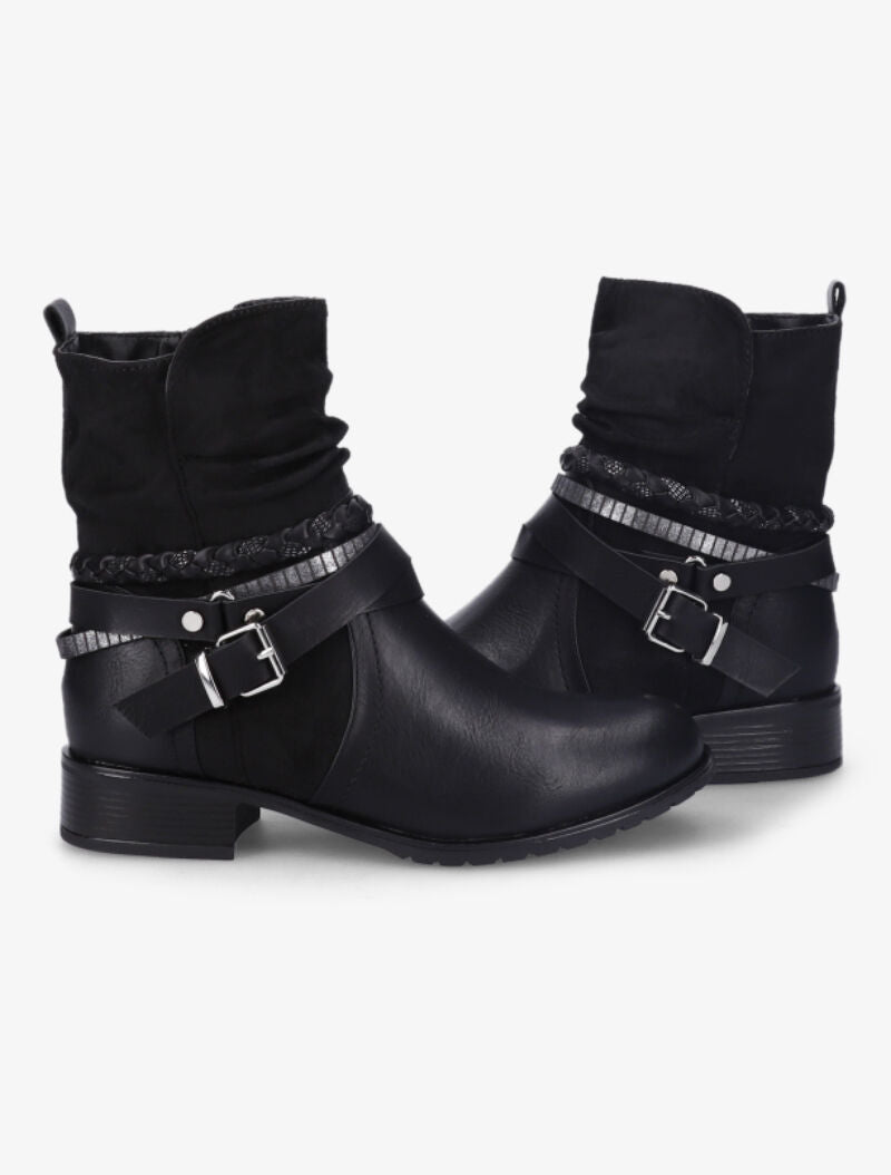Bottines à brides stylisées - Noir - 1