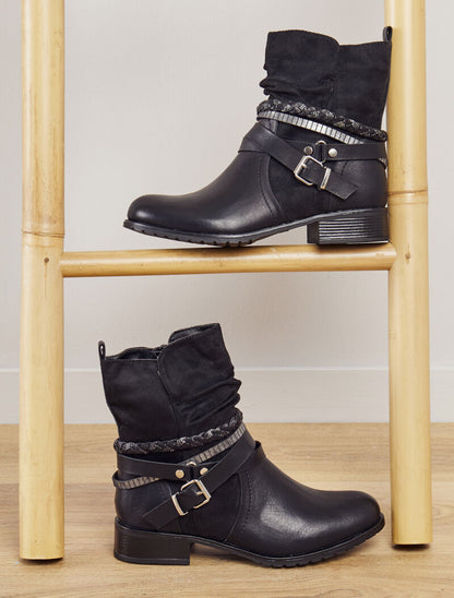 Bottines à brides stylisées - Noir - 5