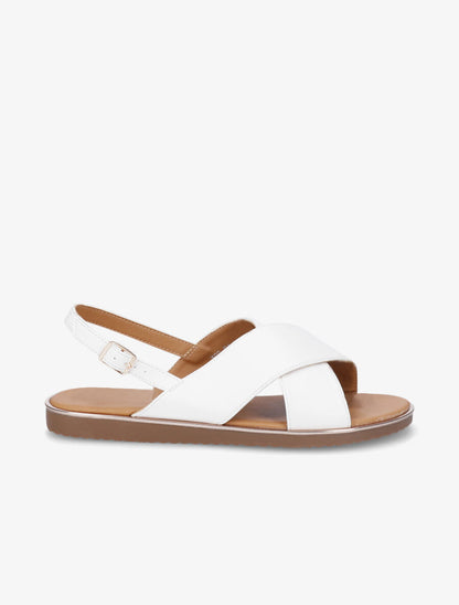 Nu-pieds croisés en simili - Blanc - 5
