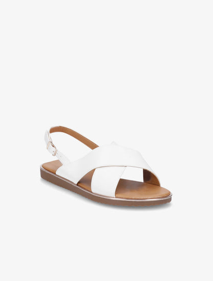Nu-pieds croisés en simili - Blanc - 2