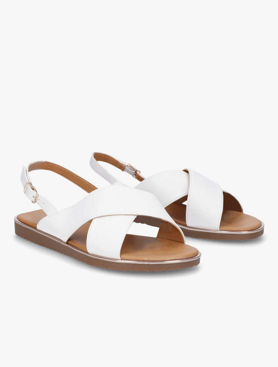 Nu-pieds croisés en simili - Blanc - 4