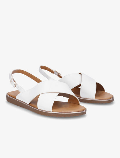 Nu-pieds croisés en simili - Blanc - 4