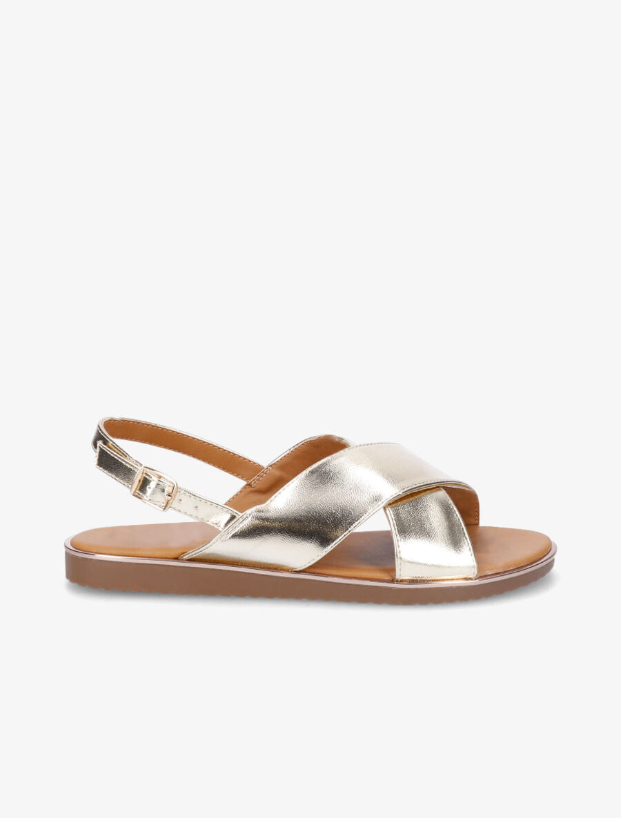 Nu-pieds croisés en simili - Or - 5