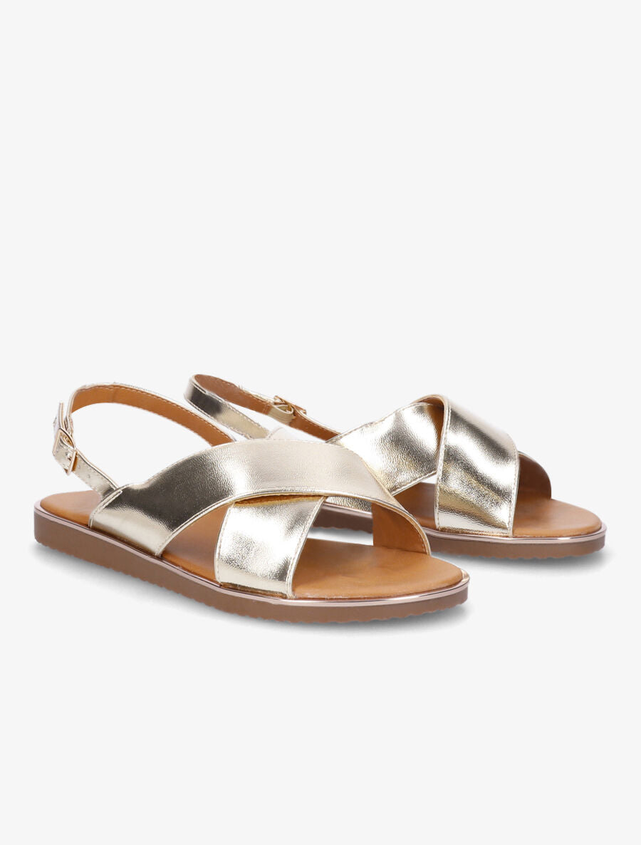Nu-pieds croisés en simili - Or - 4
