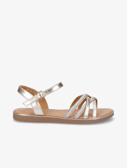 Nu-pieds brides tressées à strass - Or - 5