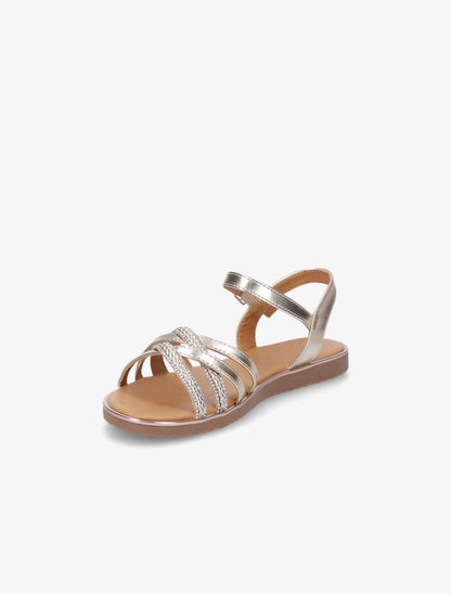 Nu-pieds brides tressées à strass - Or - 3