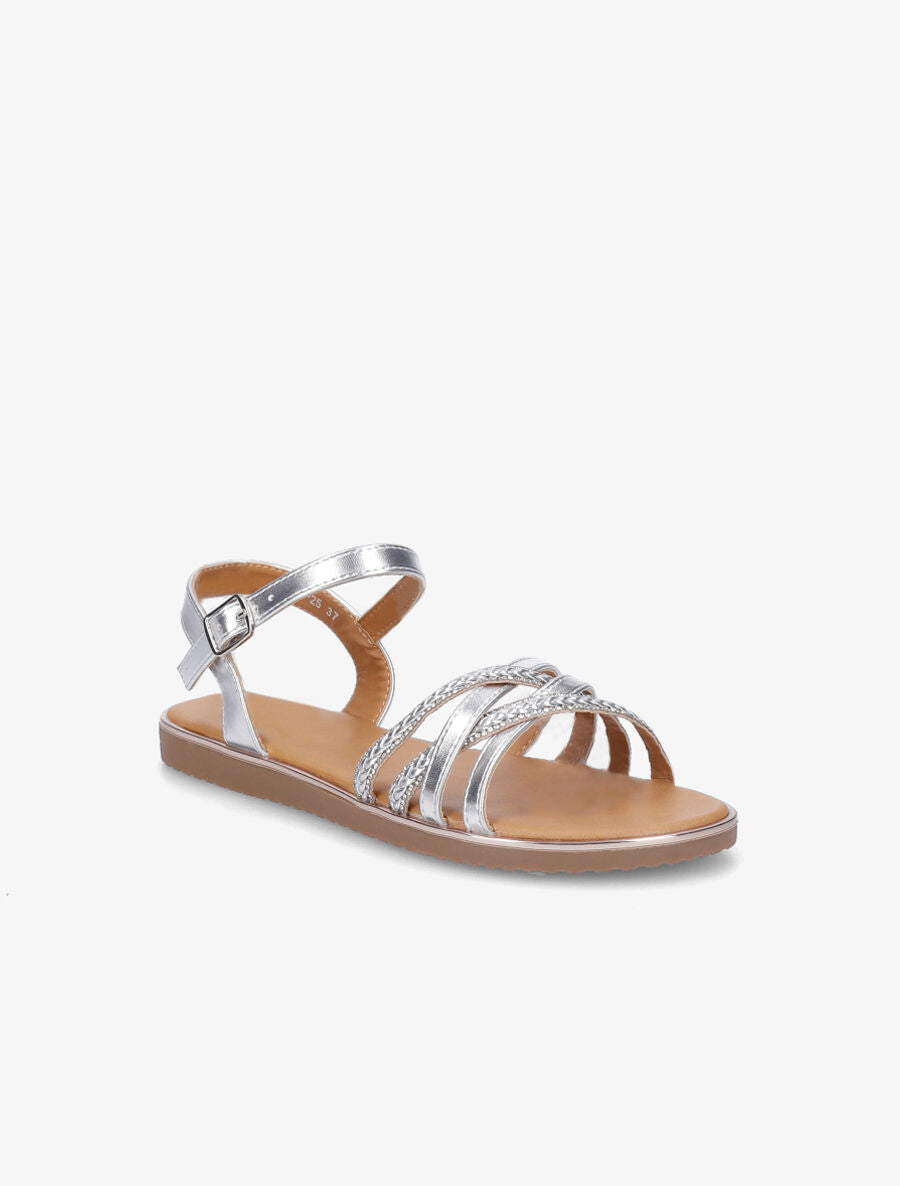 Nu-pieds brides tressées à strass - Argent - 2