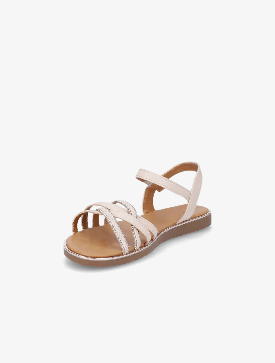Nu-pieds brides tressées à strass - Beige - 3