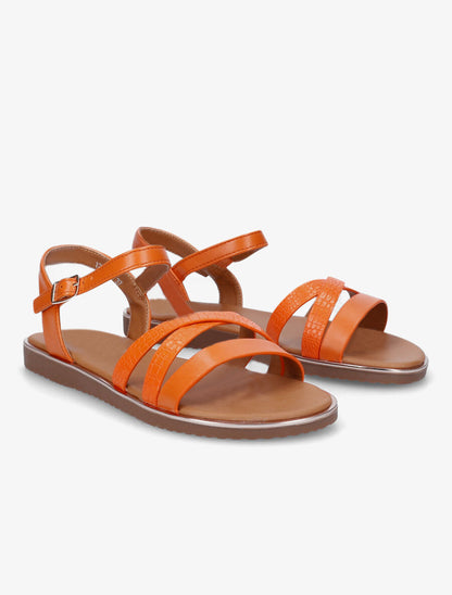 Nu-pieds croco irisés - Orange - 4