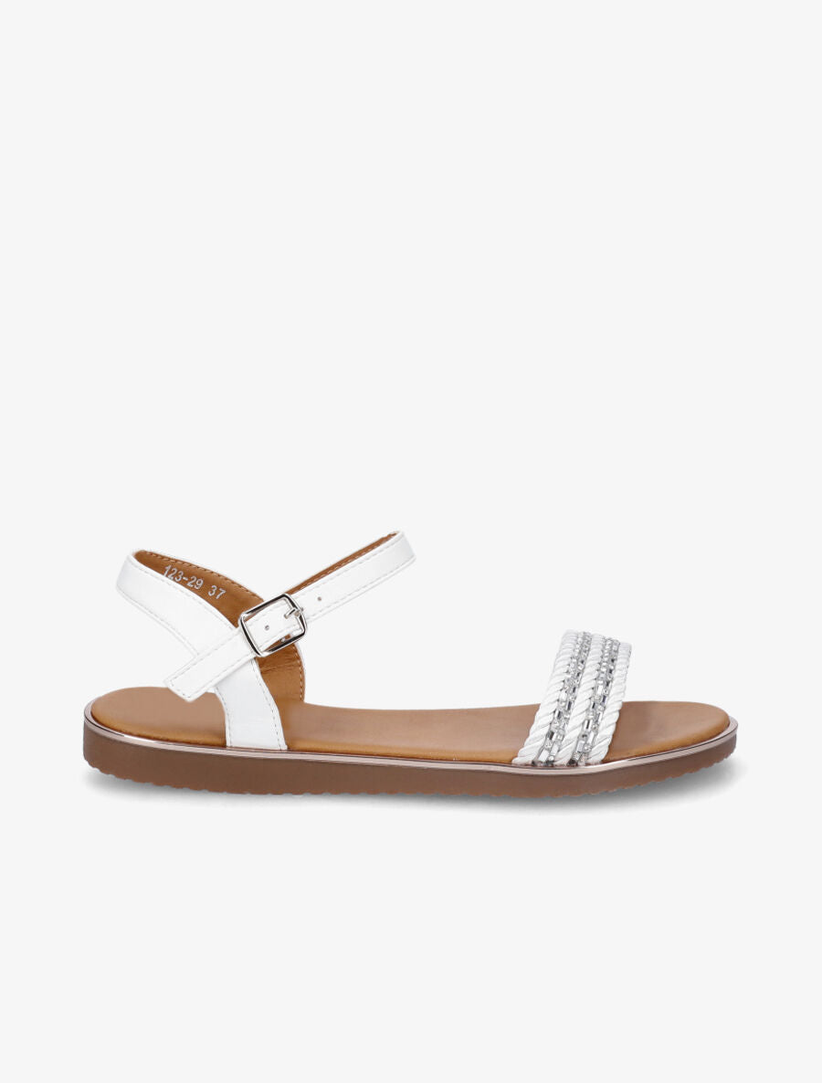 Nu-pieds à bride à strass - Blanc - 1
