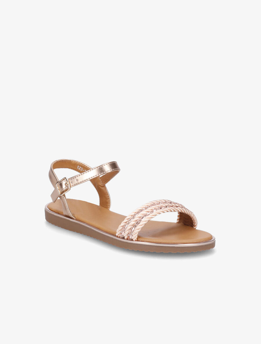 Nu-pieds à bride à strass - Rose gold - 2