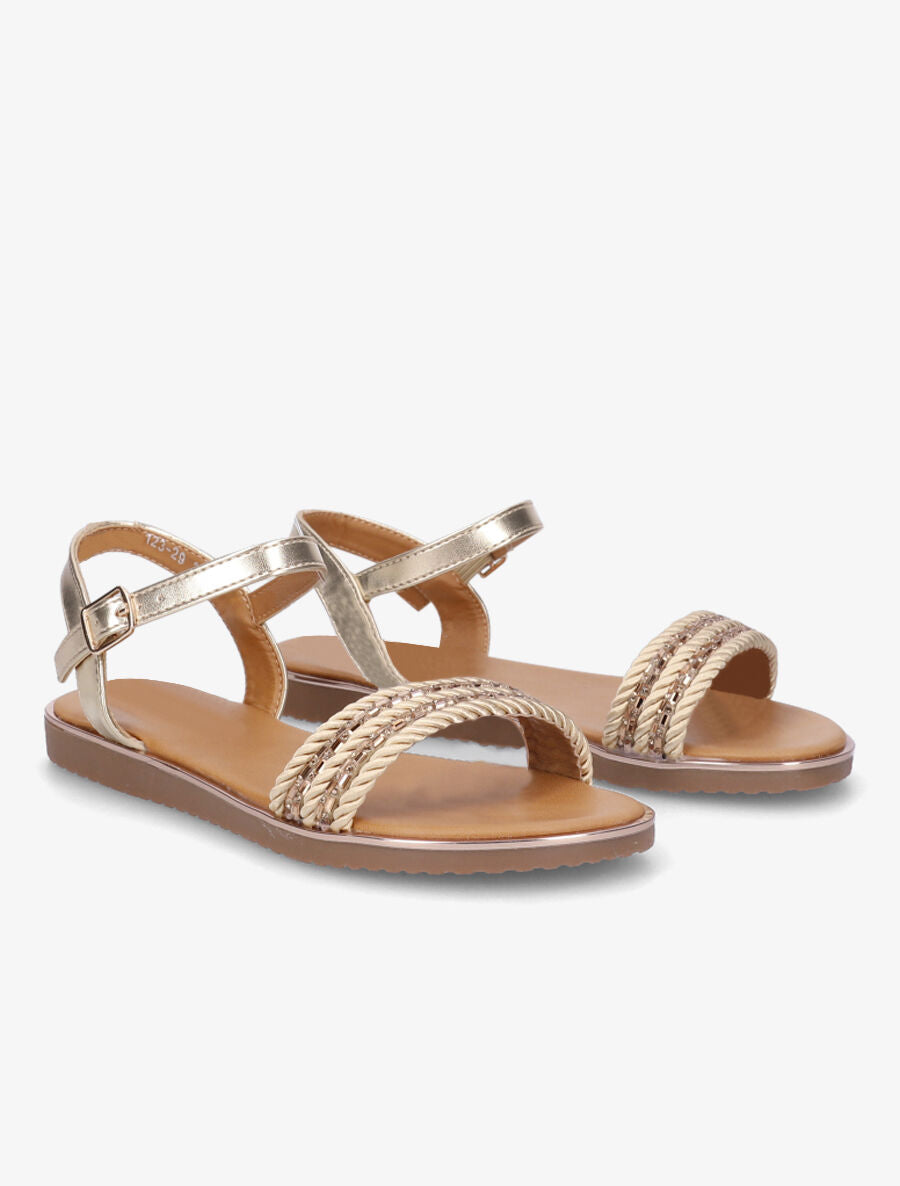 Nu-pieds à bride à strass - Or - 4