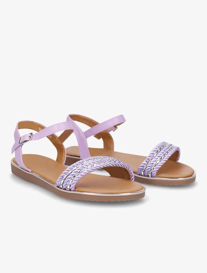 Nu-pieds à bride à strass - Lilas - 4
