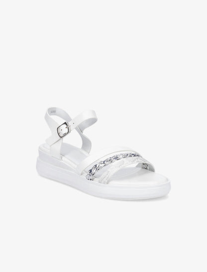 Sandales compensées triple brides fantaisies - Blanc - 2