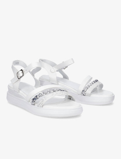 Sandales compensées triple brides fantaisies - Blanc - 4