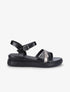 Sandales croisées bi-matière à talon compensé - Noir - 5