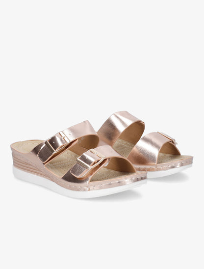 Mules à double boucles carrées - Rose gold - 4