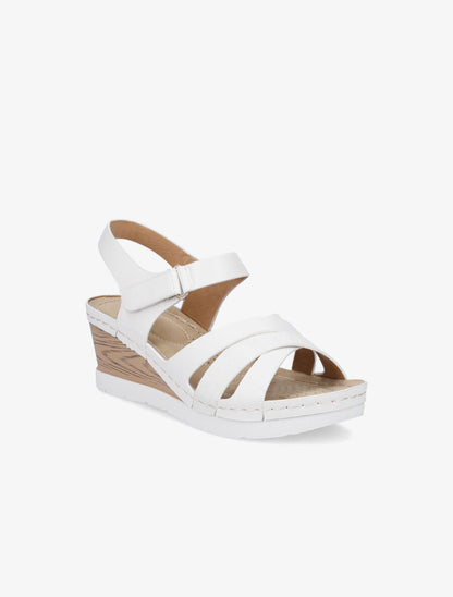 Sandales compensées effet bois - Blanc - 2