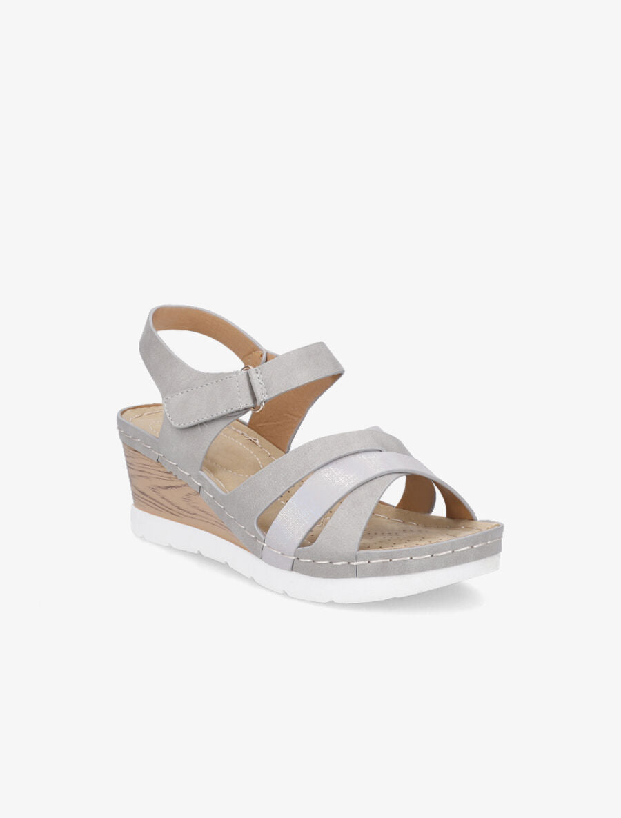Sandales compensées effet bois - Gris - 2