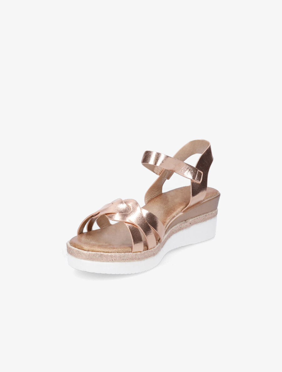 Sandales compensées bride tressée - Rose gold - 3