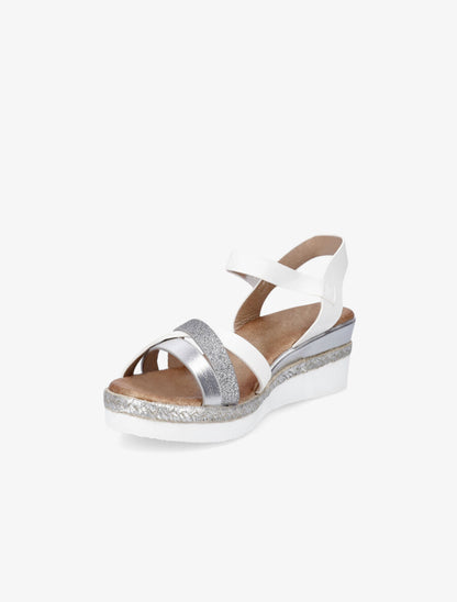 Sandales compensées bride à paillettes - Argent - 3