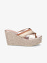 Mules compensées à ganses croisées effet osier - Rose gold - 1