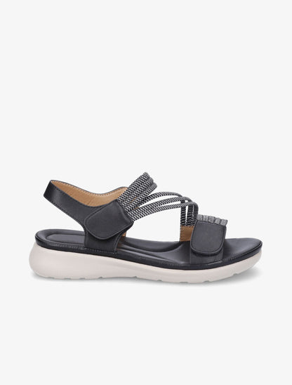 Sandales à scratch et brides élastiquées - Noir - 1