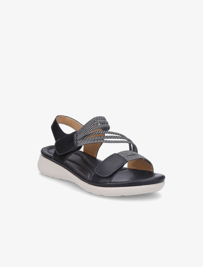 Sandales à scratch et brides élastiquées - Noir - 2