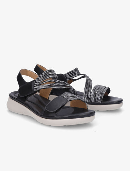 Sandales à scratch et brides élastiquées - Noir - 4