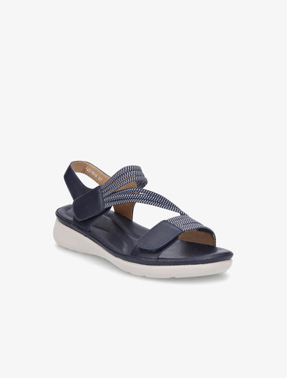 Sandales à scratch et brides élastiquées - Marine - 2