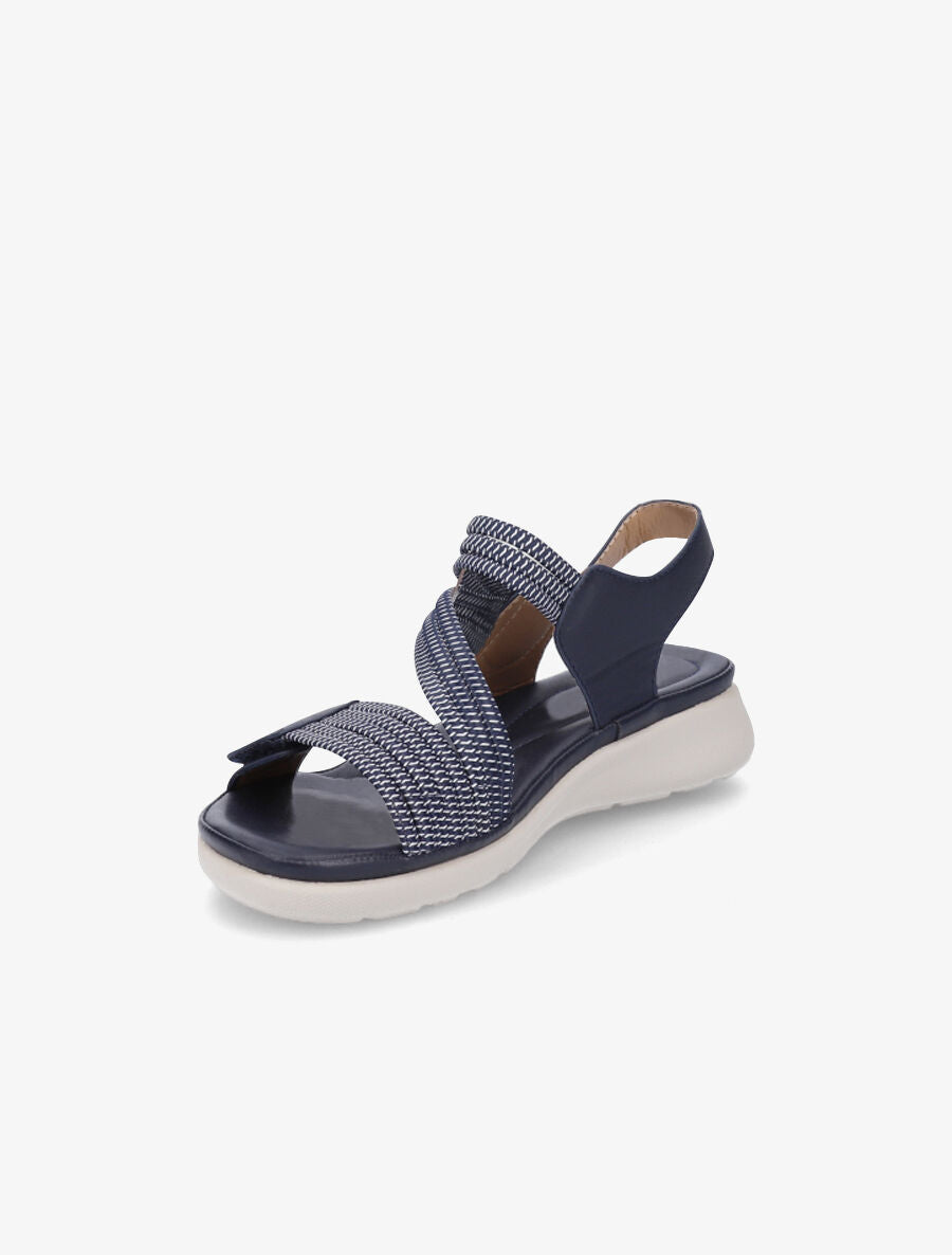 Sandales à scratch et brides élastiquées - Marine - 3