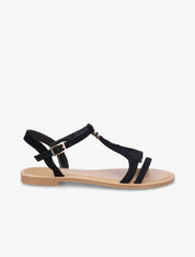 Nu-pieds en suédine à franges - Noir - 1