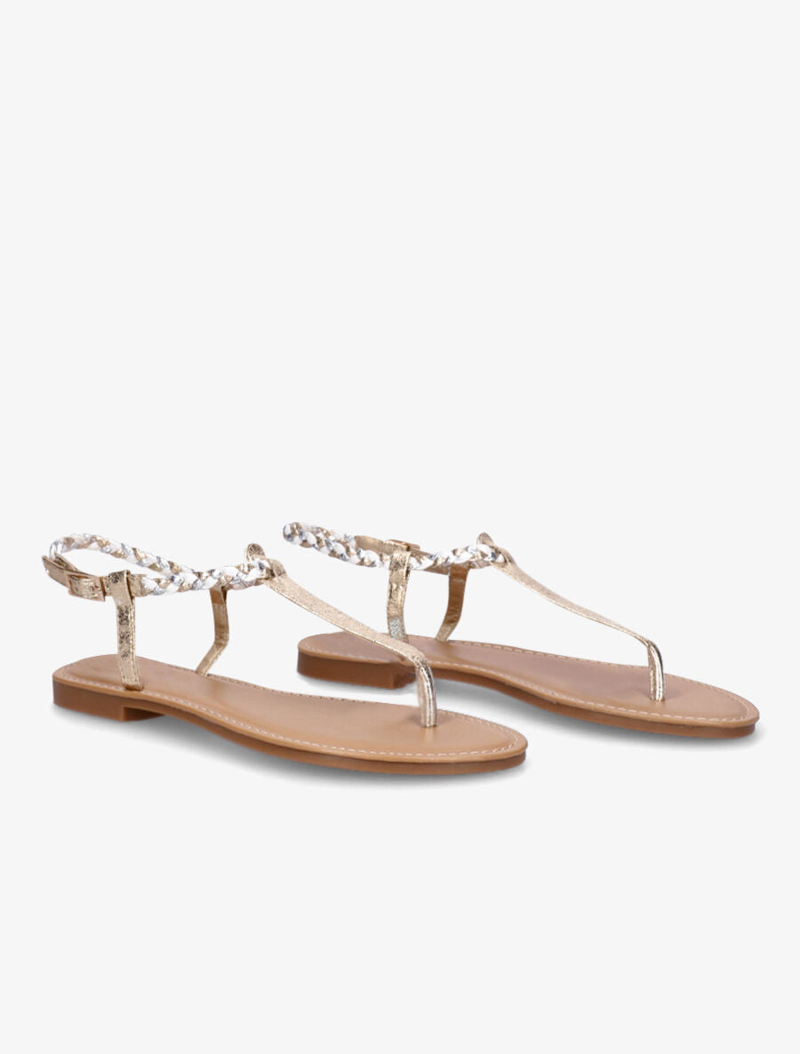 Nu-pieds tressés en simili - Or - 5
