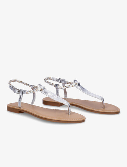 Nu-pieds tressés en simili - Argent - 4