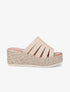 Mules compensées ajourées en simili - Beige - 5