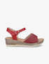 Sandales compensées en simili effet bois - Rouge - 5