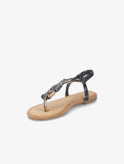 Nu-pieds à détail perles et contrefort élastiqué - Noir - 3