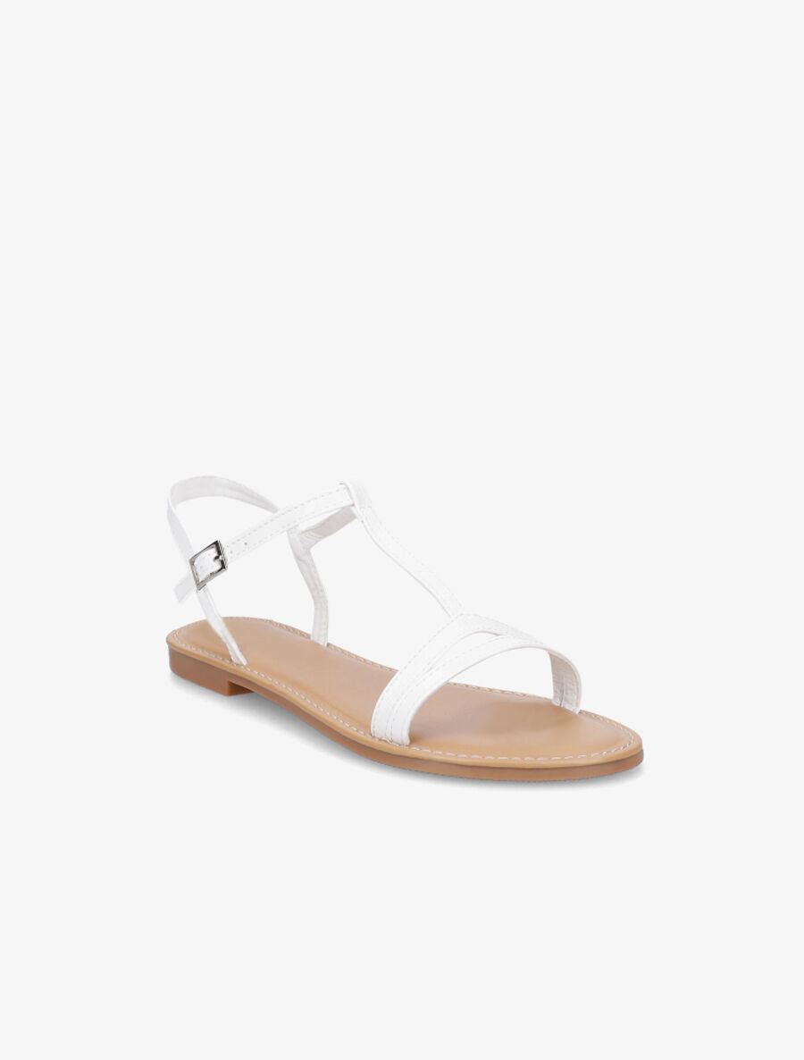 Nu-pieds à bride en T python - Blanc - 3