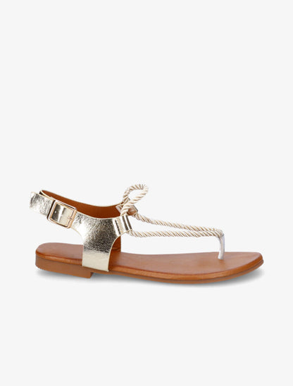 Nu-pieds lanières en corde - Or - 5
