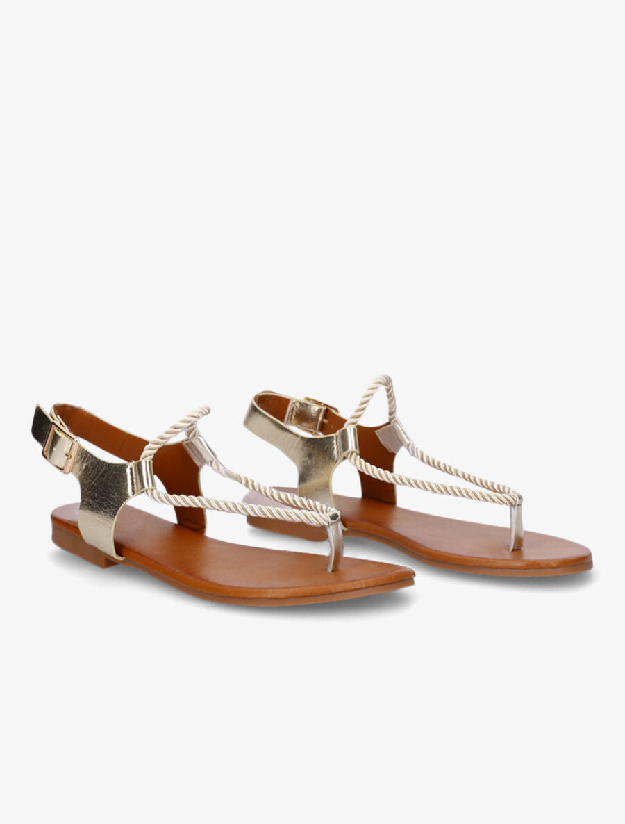 Nu-pieds lanières en corde - Or - 4