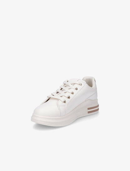 Sneakers classique en simili et suédine - Beige - 3