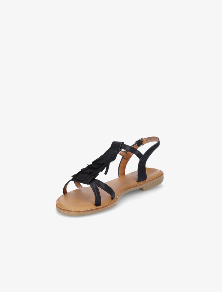 Nu-pieds en simili et franges en suédine - Noir - 4