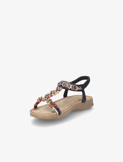 Nu-pieds fleurs en strass - Noir - 3